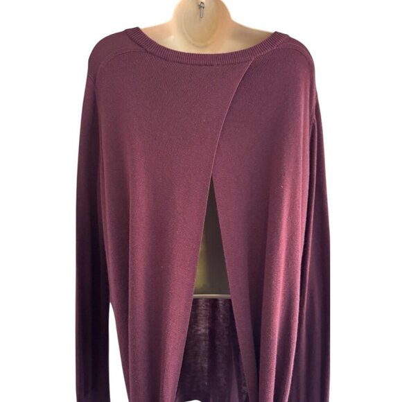 Lululemon Bring It Backbend Burgundy Open Back Sweater Cashmere Blend Sz 8 / 10 - Picture 6 of 10